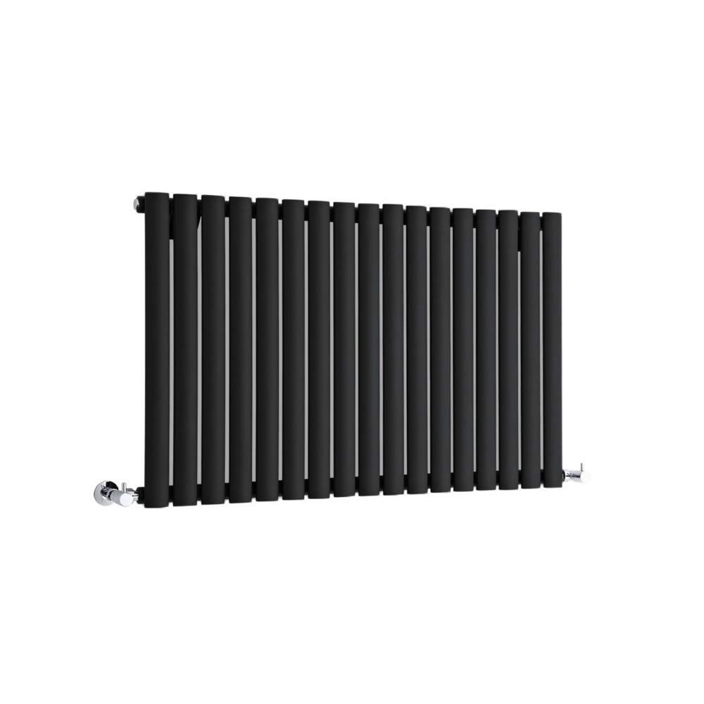 Milano Aruba Black Horizontal Single Oval Panel Radiator - 635mm x 1000mm