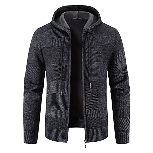 Veste cardigan à capuche avec cordon de serrage et motif écossais pour homme