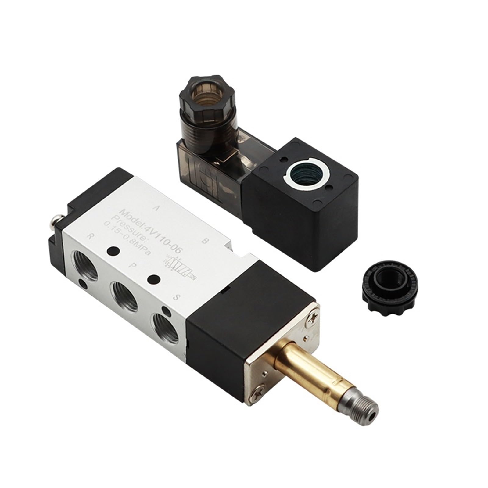 4V110-06 1/8 zawór elektromagnetyczny powietrza zawór pneumatyczny 5-drożny port 2 pozycje pneumatyczne elektryczne gazowe zawory magnetyczne DC12V 24V 110V 220V 1 szt. (4v110-06 Wire-sl8-01,AC220)