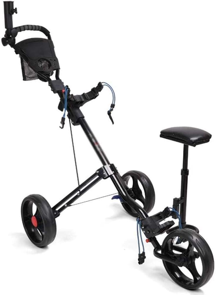 Carrello da Golf Supporto for Carrello da Golf Pieghevole, Carrello da Golf Facile da riporre con Sedile e Posizionamento Impermeabile del tabellone segnapunti (Nero)
