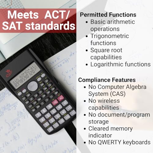 Image of Fraction Calculator for School - SC-216 Scientific Calculator by Red Star Tec, with 4 Functions, SAT-Ready, 2-Line Display with Trigonometry, Algebra & Statistics, Non-Graphing Calculator
