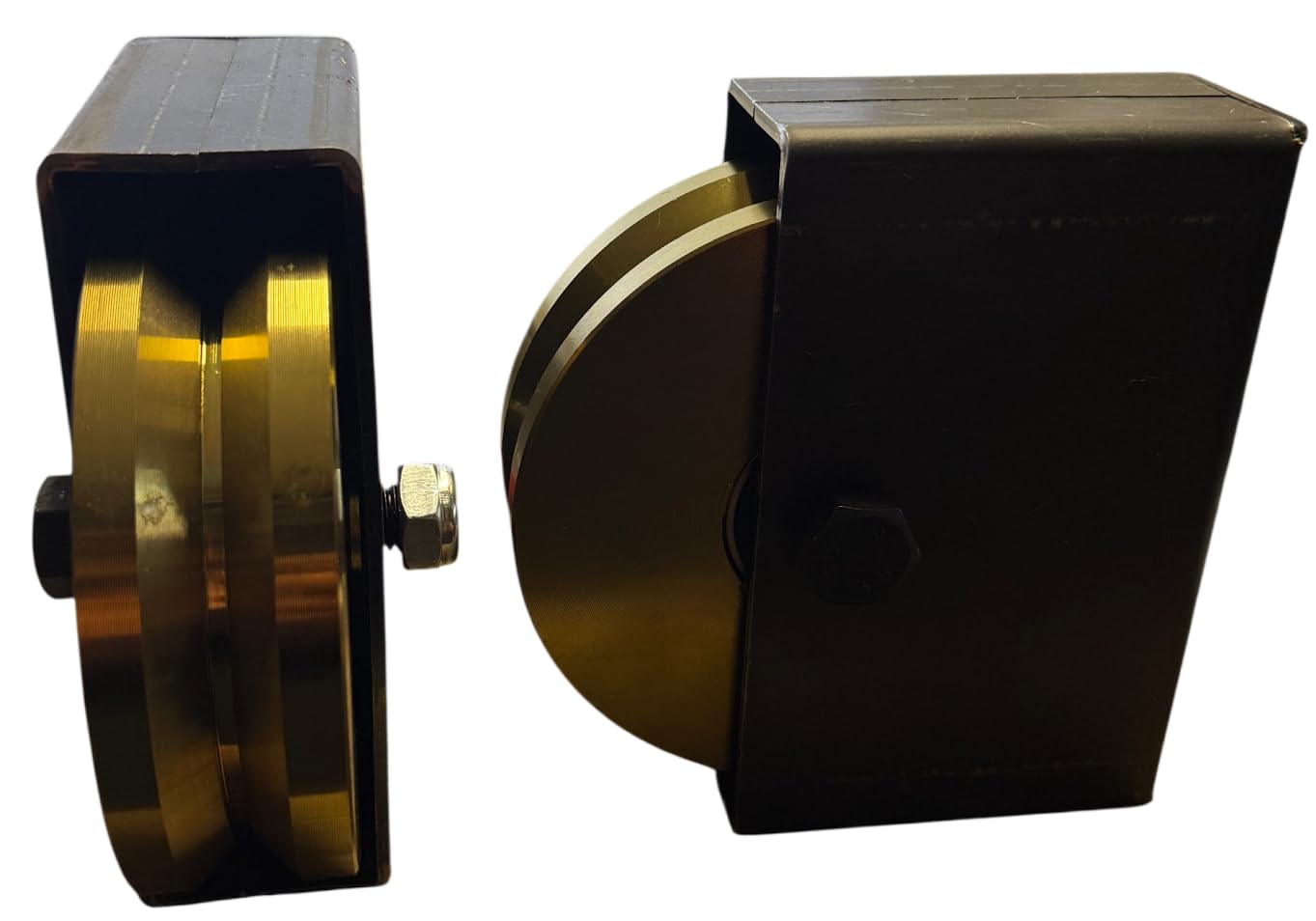 Heavy Duty V-Groove Wheel with Box Mount, 6" Chrome Plated Steel, 5/8 Inch Axle, 3000 lbs Load Capacity (2 Units)