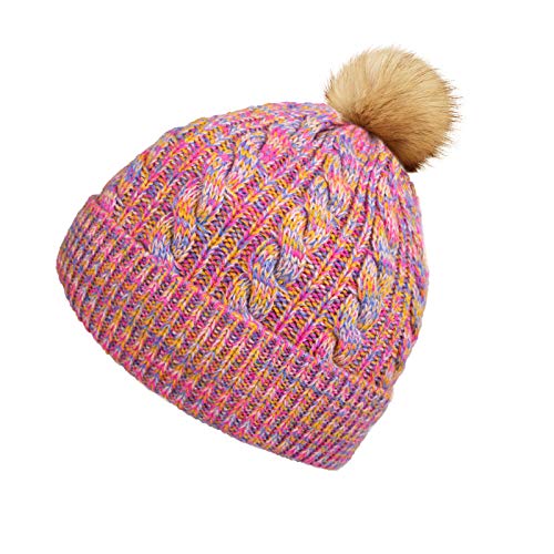 Chalier Kids Toddler Baby Winter Hats Warm Fleece Lined Pompom Hats Knit Thick Baby Beanies for Boys Girls(Mix Color) Yellow