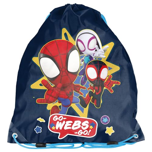 PASO Kinder Turnbeutel/Sportbeutel 36x32 cm - Spidey - blau/bunt