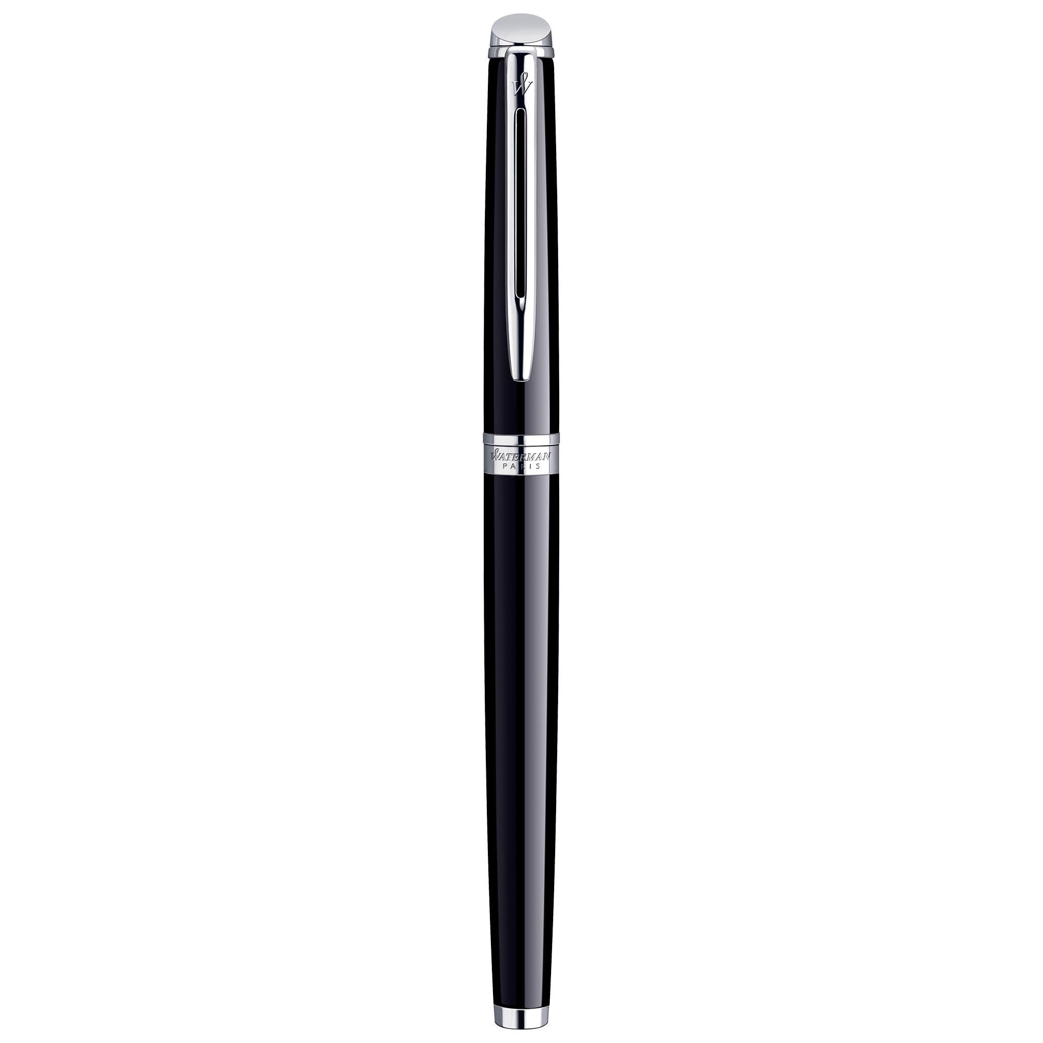 Waterman Hémisphère Stylo roller avec gravure - Stylo d'écriture de luxe personnalisé - Cadeau élégant pour homme et femme - Encre noire (vernis noir C.C)