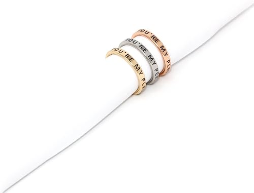 Miniatura 3 de Me Plus Inspirational - Juego de anillos grabados con mensaje positivo delgados y ajustables 3 en 1 28 frases diferentes