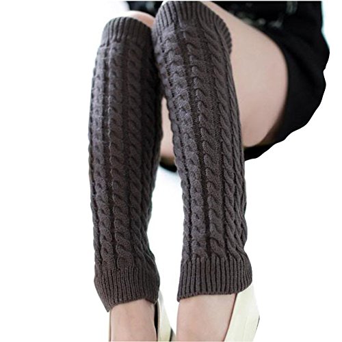 Preisvergleich Produktbild Winterstulpen, modisch, Strick, dick, lang, für Damen, ideales Weihnachtsgeschenk, dunkelgrau