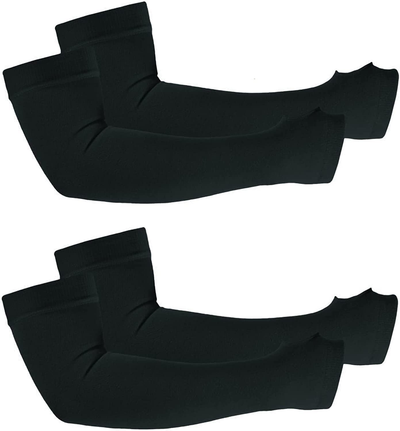 Khargadham Premium UV Protection Slim Cooling Arm sleeves Cover for Men Women Child, Gloves with Thumb Hole for Biking, Scooty and Sports (Black; Free Size)