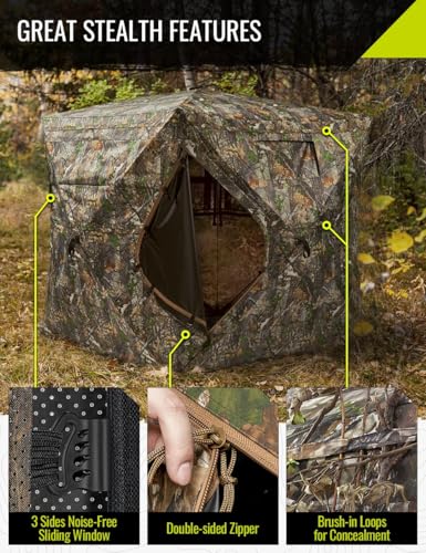 image for TIDEWE Hunting Blind 270°See Through with Carrying Bag, 2-3 Person Po