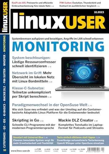 Preisvergleich Produktbild LinuxUser Magazin 10 / 2023 "Monitoring"