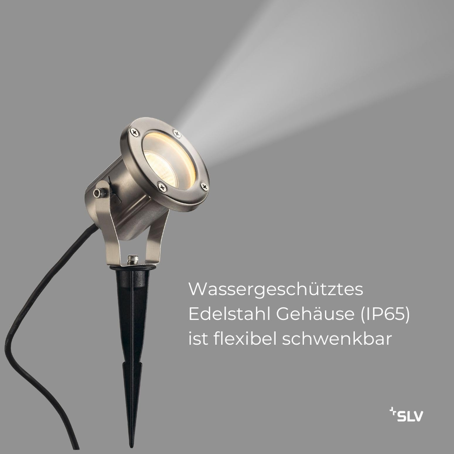 SLV NAUTILUS | Außenlampe für die Beleuchtung von Garten, Terrasse, Pflanzen, Wegen, Teich, Aussen-Leuchte, Außen-Strahler | IP55, GU10, mit Stecker, Edelstahl 316