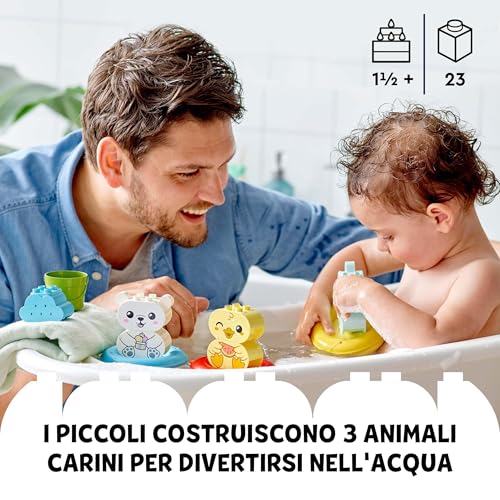 DUPLO Ora del Bagnetto: Il Treno degli Animali Galleggiante - Gioco Didattico da Bagno per Bambine e Bambini da 1+ Anni - Include un Ippopotamo, una Papera e un Orso Polare - Idea Regalo - 10965 - Lego - Immagine 1