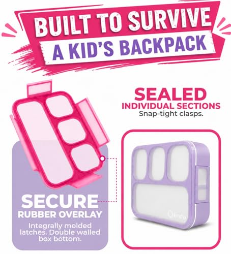 Image of kinsho Bento Box Lunch Boxes for Kids Adults with Utensils, Pink & Purple
