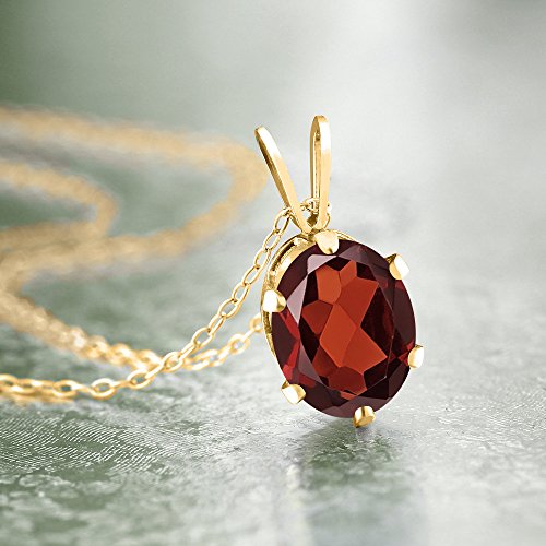 Gem Stone King 18K Yellow Gold Plated Silver Oval Necklace | Oval 8X6MM | Gold Pendant Necklace for Women | With 18 Inch Chain2