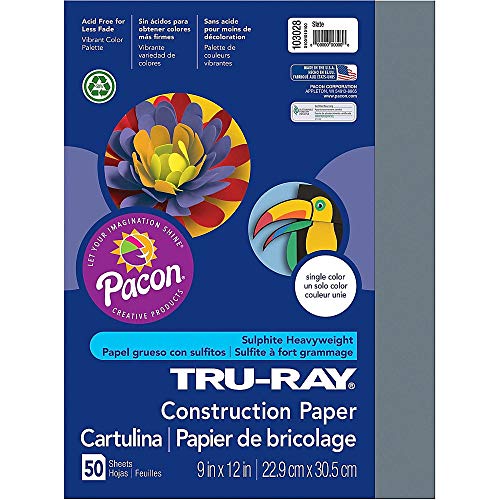 Tru-Ray Heavyweight Construction Paper, Slate, 9" X 12", 50 Sheets #TOP7