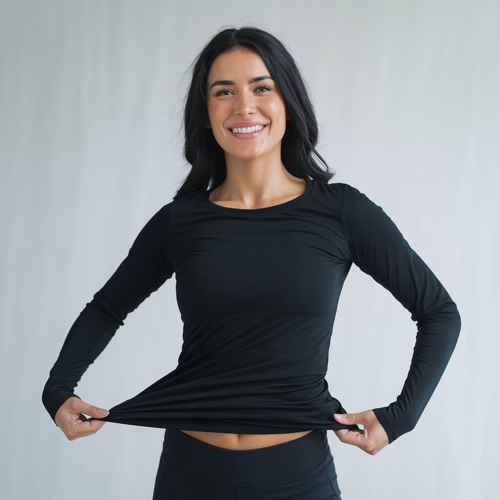 Pack 5 Camisetas Manga Larga Mujer Algodón 100% Básicas