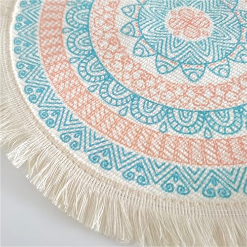 Napperons ronds tissés Boho tapis de table coton repas extérieur - 6