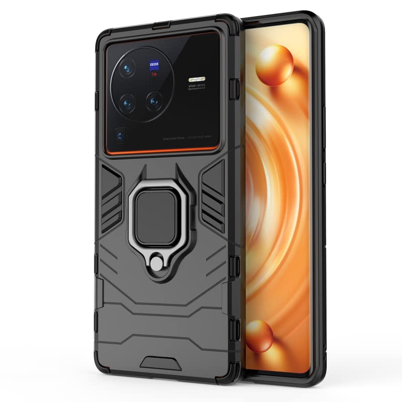 Glaslux Hybrid Armor Shockproof Soft TPU and Hard PC Back Cover Case with Ring Holder for Vivo X80 Pro (Black) (B0B97L9YX1) Amazon Price History, Amazon Price Tracker