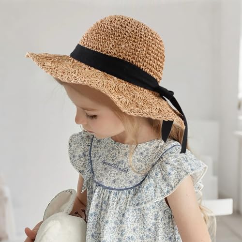 Baby Girl Sun Hat for Toddler Straw Hats Kids Bucket Hat with Bow Flower Baby Sun Cap for Girls Beach Summer Outdoor2