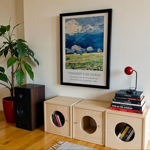 Image of Waltractive Vincent Van Gogh Paintings Framed Poster with Beautiful Quotes - Available in 33x22 and 48x33 CM - Classic Art Poster with sleek Black Frame - Elegant Home and Office Decor (Wheatfield Under Clouded Sky, 9x13 Inch, Framed)