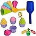 Produktbild HHO Sandspielzeug: 5 Eistüten + 1 Portionierer + 8tlg. Cup Cake Sandförmchen + 1 Mehlschaufel Sandkasten Kindergarten