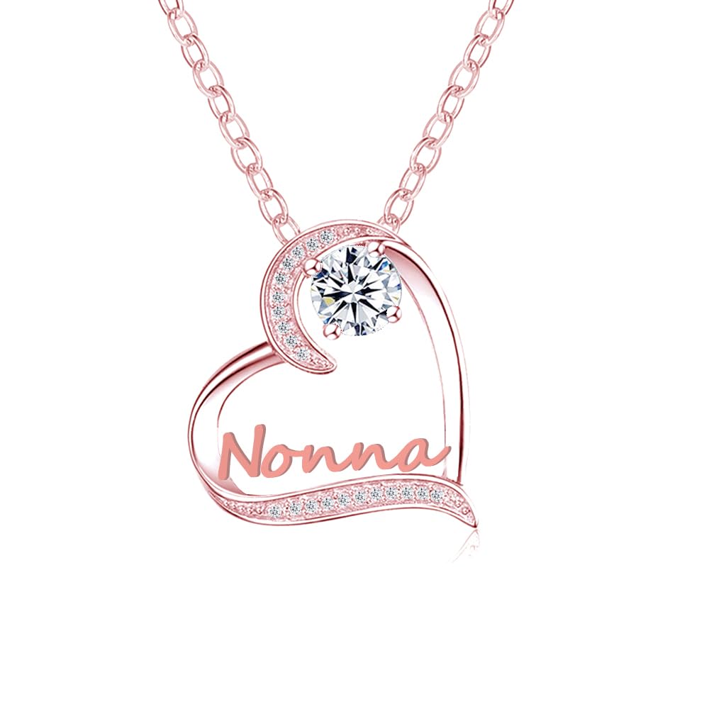 GUOYU Regalo Nonna Collane Nonna Regalo Natale per Nonna Collana Donna regalo Compleanno Nonna Regalo Natale per Nonna Cuore Diamante Collana Argento Pendent