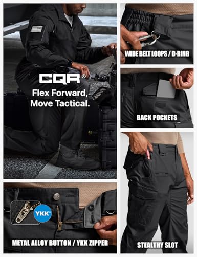 Image of CQR Men's Flex Stretch Tactical Pants, Water Resistant Ripstop Cargo Pants, Lightweight EDC Outdoor Work Hiking Pants