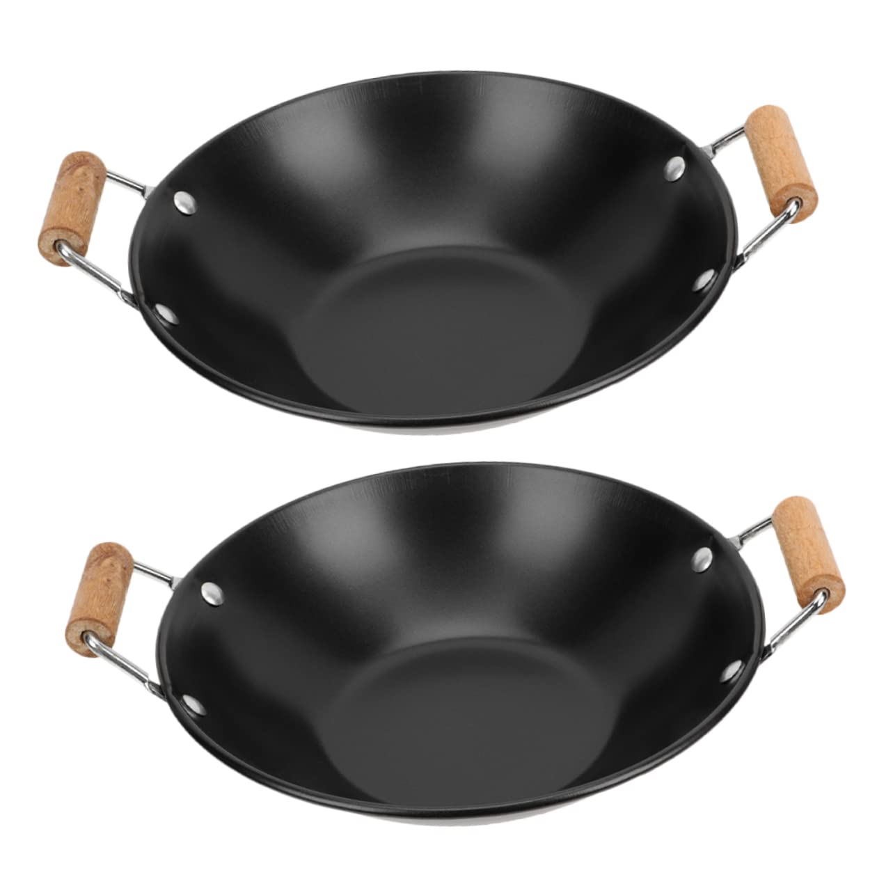 Angoily Stainless Steel Hot Pot Pot 2-Piece Cooking Pot Set Household Kitchen Non-Stick Wooden Handle for Hotpot Noodles