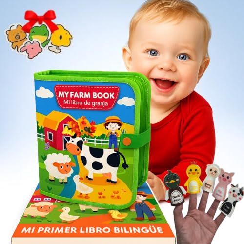 Libro Sensorial Montessori Bilingüe (ES/EN) Bebés y Niños 1-4 Año...