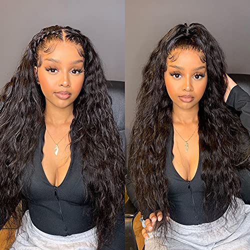 Water Wave Human Hair Lace Front Wigs Ayisha Hair T Part Lace Front Wigs Human Hair Water Wave 13X4X1 T Part Water Wave Lace Front Wigs with Baby Hair 150% Density T Part Water Wave Wigs