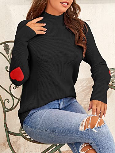 FERBIA Women Turtleneck Sweater Oversize Heart Slouchy Chunky Pullover Baggy Batwing Knit Cute Loose Fall Cozy Comfy Top4