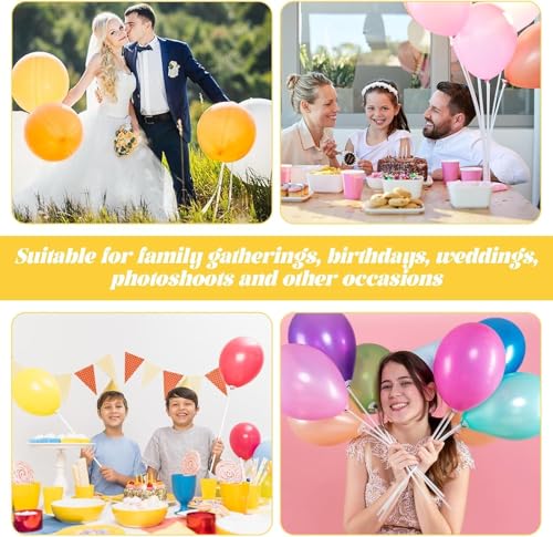 Image of 30 Pcs Balloon Sticks, Balloon Sticks with Bases Balloon Holder Sticks Weights for Tying Balloon Birthday Parties, Graduation, Holiday, Wedding, Anniversary Decoration