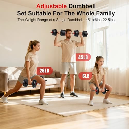 Image of Adjustable Dumbbell Set,20 /30 /45 /70 /90lbs Free Weight with Connector