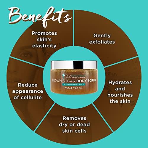 PraNaturals Brown Sugar Body Scrub - Natural Exfoliating Body Scrub - Gently Removes Dead, Dry Skin Cells - 280g - Image 5