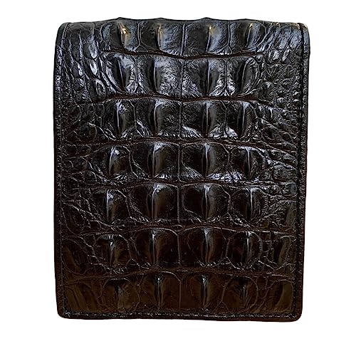 Portafoglio bifold in vera di coccodrillo hornback per gli uomini vera di alligatore fatto a mano da regalo per lui 120mm x 90mm Cuciture sui bordi uomo nero pelle