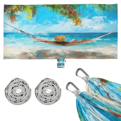 Takiito Rest at Beach Hammock 330 lb Capacity Travel Camping Hammock with Tree Straps, Portable Lightweight for Outdoor Beach Backpacking Backyard Patio