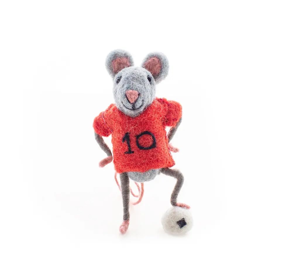 Sew Heart Felt - Red Footballer Mouse - Handmade Gift For Portugal Fans