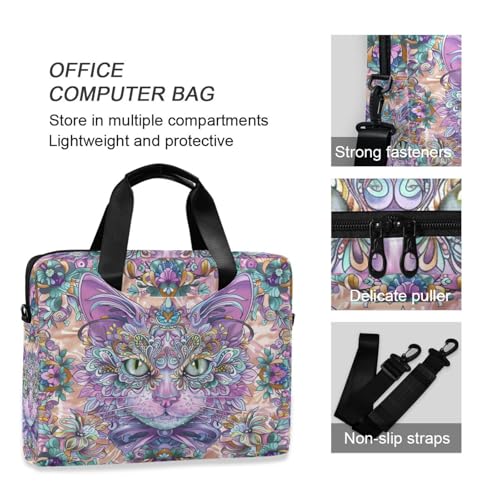 Maletín portátil para laptop 15.6 pulgadas con diseño Boho gato morado miniatura 6