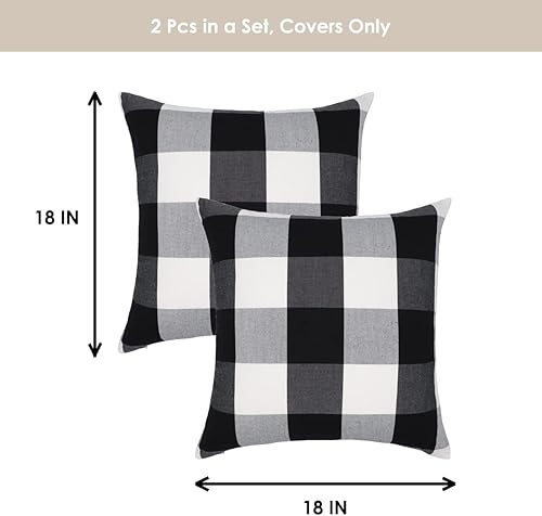 Miniatura 7 de NAVIBULE Juego de 2 fundas de almohada a cuadros de búfalo de 18 x 18 pulgadas, fundas decorativas para exteriores, para sofá, cama, hogar de