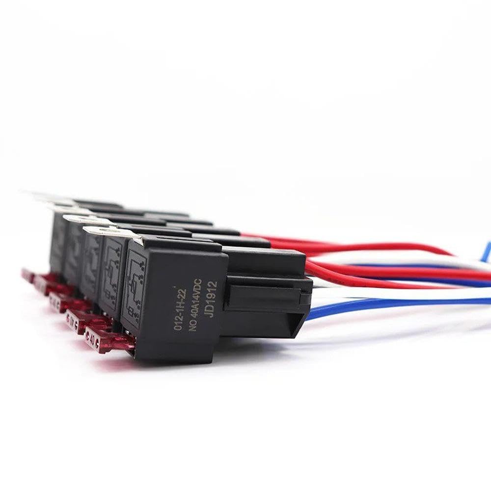 5 uds relé de fusibles para coche Control de circuito automotriz 40A 12V/24V JD1912 Terminal de cobre piezas de repuesto(12V 5p With socket)