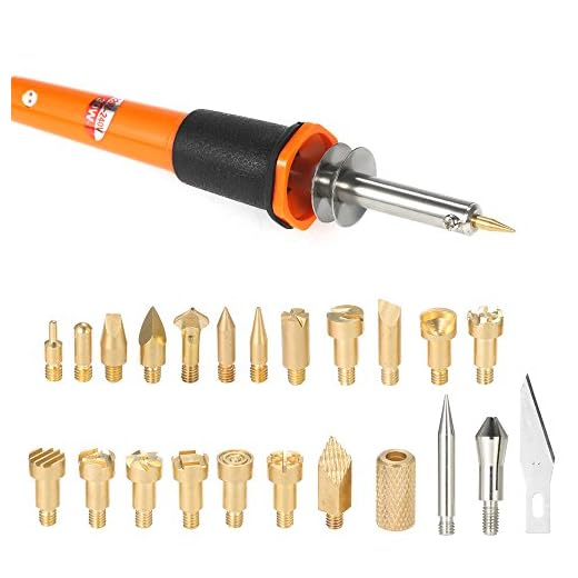 Romacci 30W 24 PCS Conjunto de ferramentas de pirografia de madeira Kit de queima de madeira Dicas de queima de madeira Hobby Craft Ferramentas de caneta de ferro de solda para queima de madeira/escultura/estampagem com várias pontas de solda 220-240V