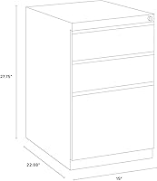 Vista 3 de WorkPro Archivador de pedestal móvil vertical de 23 "D con 3 cajones tamaño carta, metal, negro
