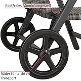 TecTake 800722 Aluminium Poly Rattan Sonnenliege mit Armlehnen und Rollen, klappbar, Gartenliege mit höhenverstellbarer Rückenlehne – Diverse Farben – (Grau | Nr. 403219) - 7