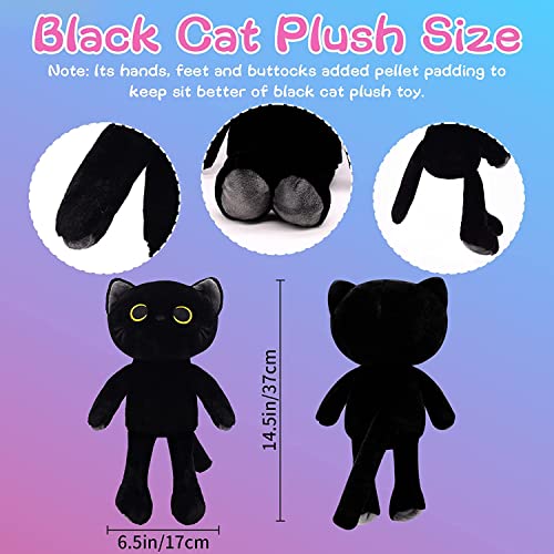 Image of AVSHUB Black Cat Plush Soft Toy for Kids, Boys & Girls | Cute Stuffed Cat Plush Animal Toy for Playtime, Room Decor & Birthday Gift
