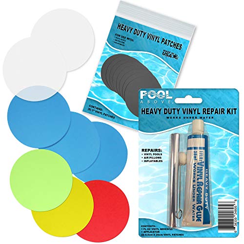 Pool Above Repair Kit for Jump-O-Lene Transparent Ring Bounce | Vinyl glue | Red and Multi Patches