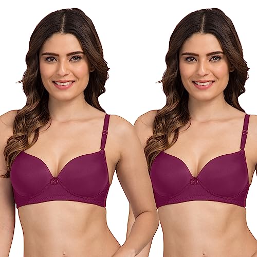 Image of Tweens - Heavily Padded Semi Push-Up Bra - Polyamide Fabric - 3 /4th Coverage, Wireless, Multiway Straps, Seamless - Everyday T-Shirt Bra