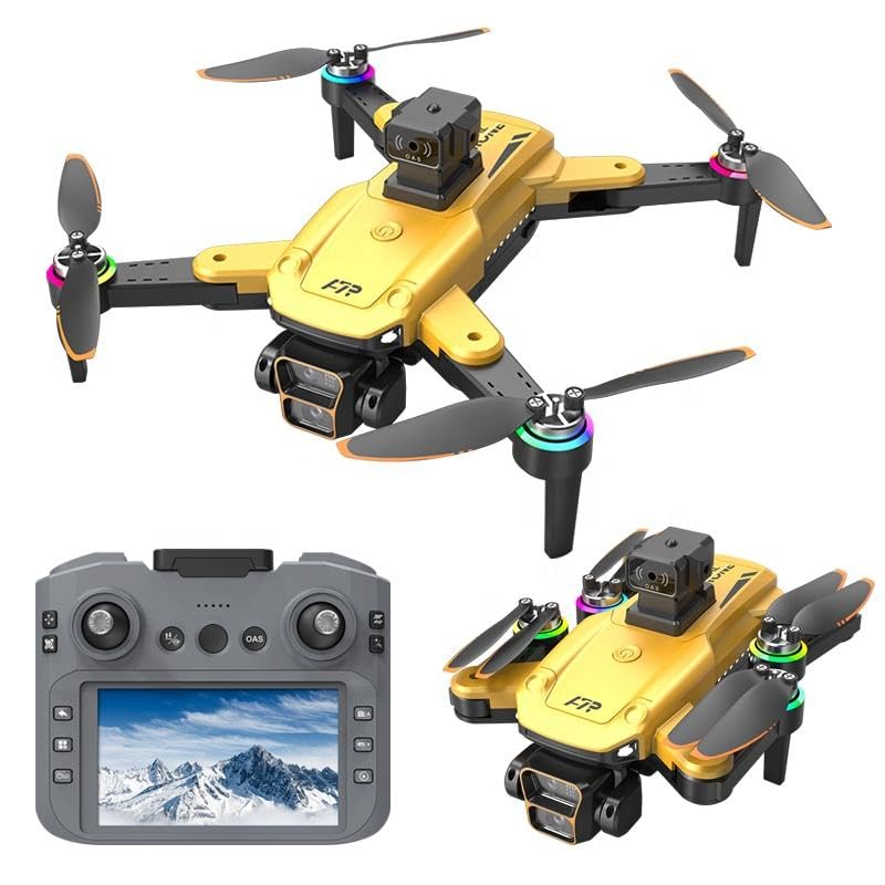Image of Amitasha Remote Control Dual Camera Drone 4k with Brushless Motor and Obstacle Avoidance Wi-Fi Selfie Gesture RC Quadcopter with Rechargeable Battery 4.5 Inch LCD Display