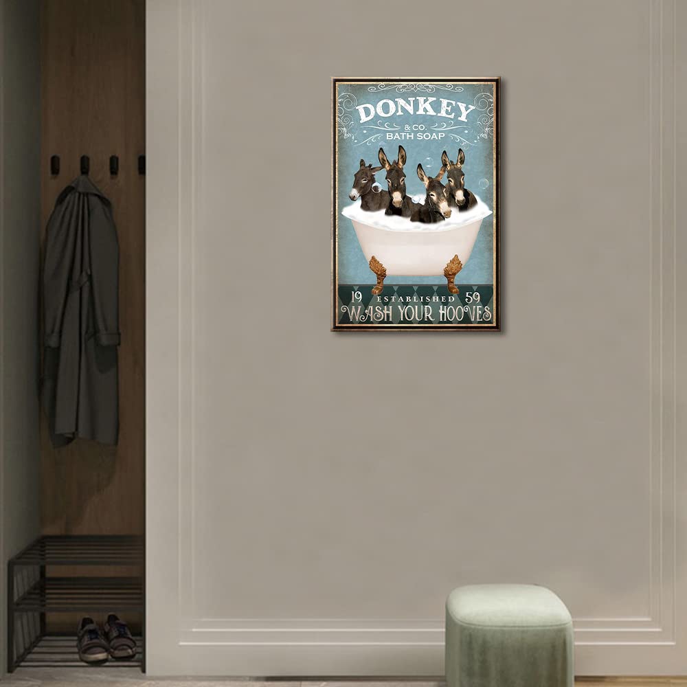 Canvas Wall Art Funny Donkey Decor Donkey Canvas Art Christmas Painting Prints Modern Home Decor Artwork Canvas Wall Decor for Living Room Bedroom Posters Framed Ready to Hang - Image 2