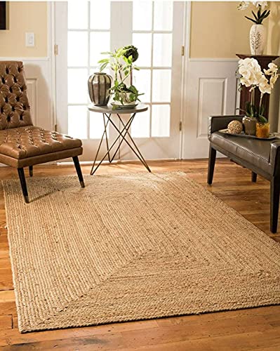 Jute Cotton Rag Rug 4X6' | Hand Woven Rug & Reversible Rug | Living Room Rugs | Kitchen Rugs | Jute Burlap Cotton Rag Rug 48x72 inch | Rustic Rug | Natural Look Rug | Runner Rugs