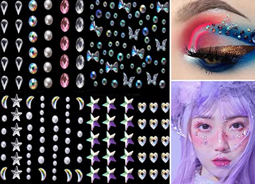 Face Jewels Gems Stick For Women Face Eye Body Pearls Crystals Rhinestones Jewels Butterflies Moon Face Gems Jewels Diamonds Rhinestone Stickers Face Eye Euphoria Makeup Temporary Tattoos (4 Styles) #TOP9